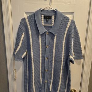 Banana Republic Light Blue and Cream Knit Cardigan